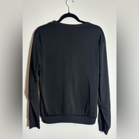 Gap Black Logo Crewneck Fleece Sweatshirt Size Medium - Picture 2 of 4